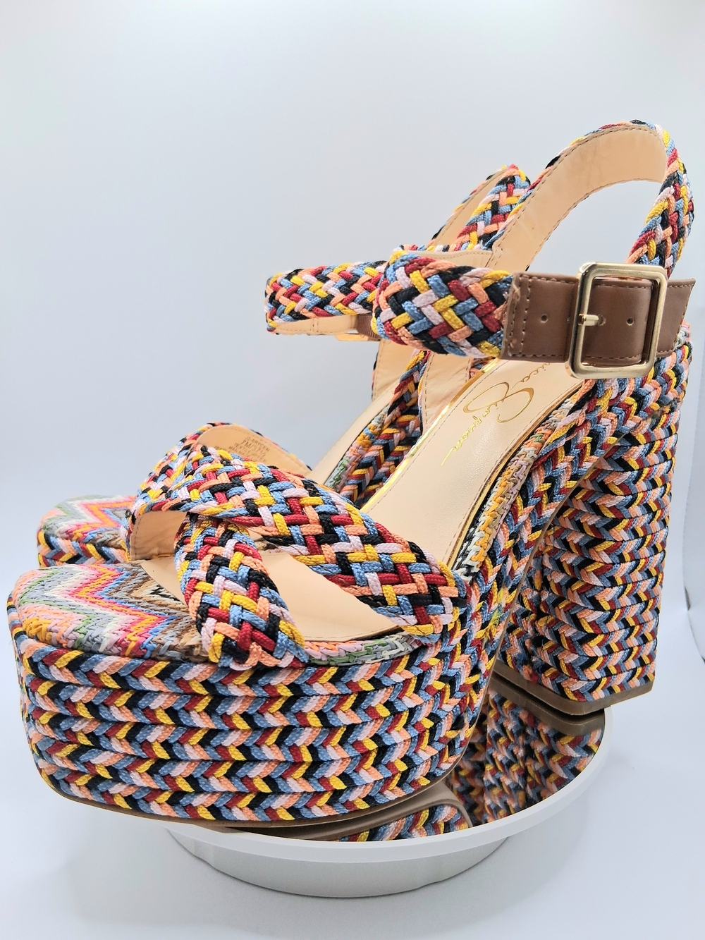 Jessica Simpson Multicolor Braided Platform Sandals